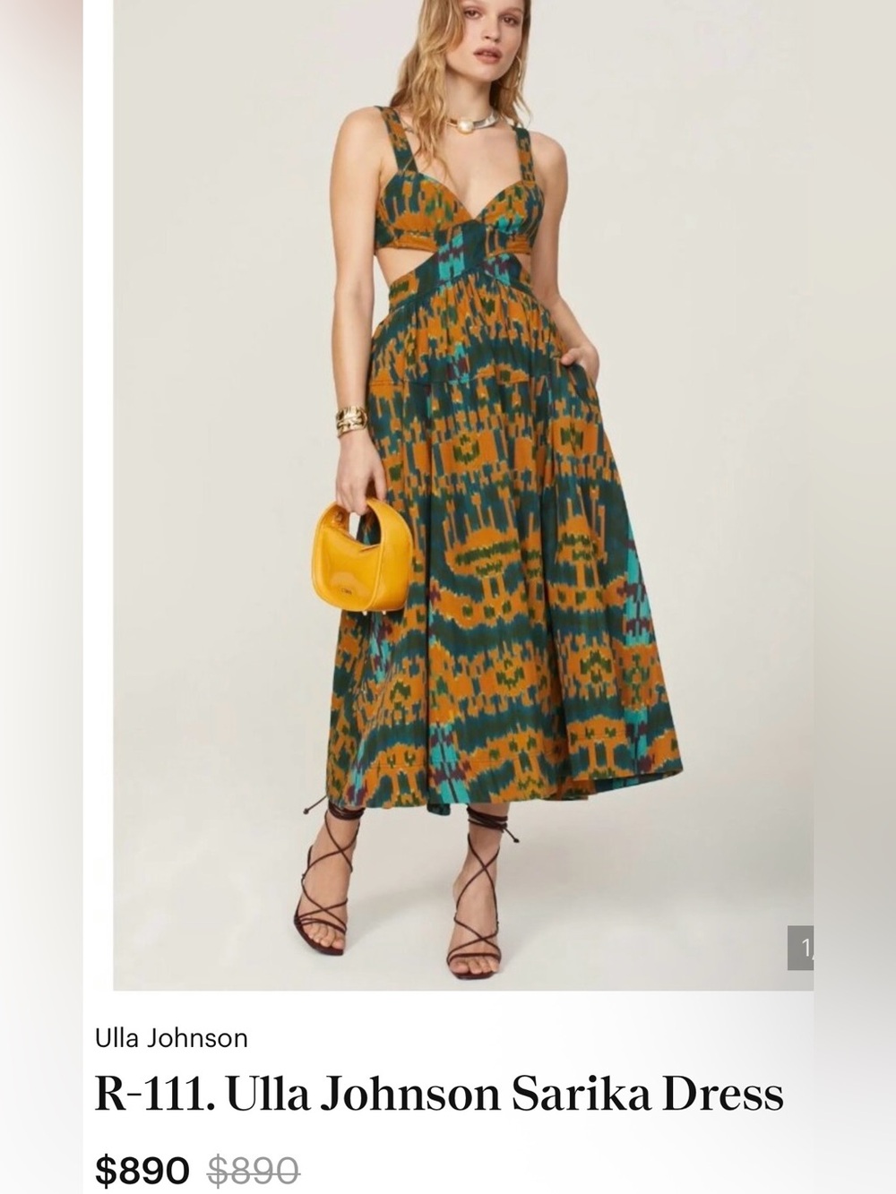 NWOT Ulla Johnson Sarika Ikat Cutout Midi Dress Size 2.